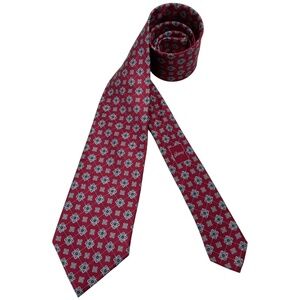 BRIONI Burgundy Geometric Floral Silk LUXURY Tie HANDMADE ITALY